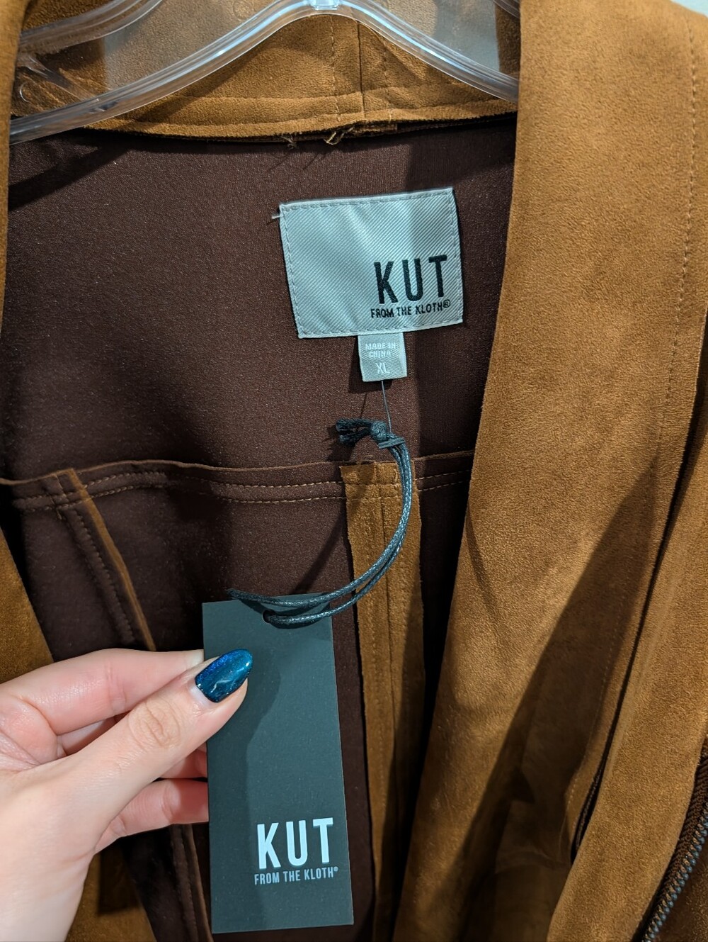 NWT KUT from the Kloth Moto Jacket Cognac Brown XL - Picture 4 of 5